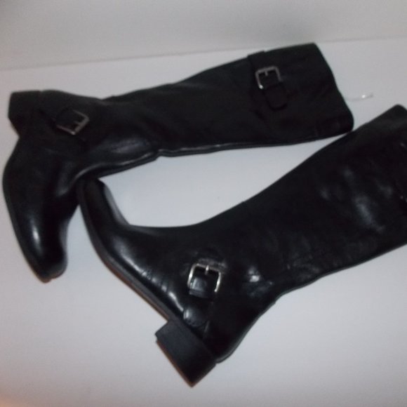 Nine West women's black leather boots size 5.5M - Picture 2 of 8